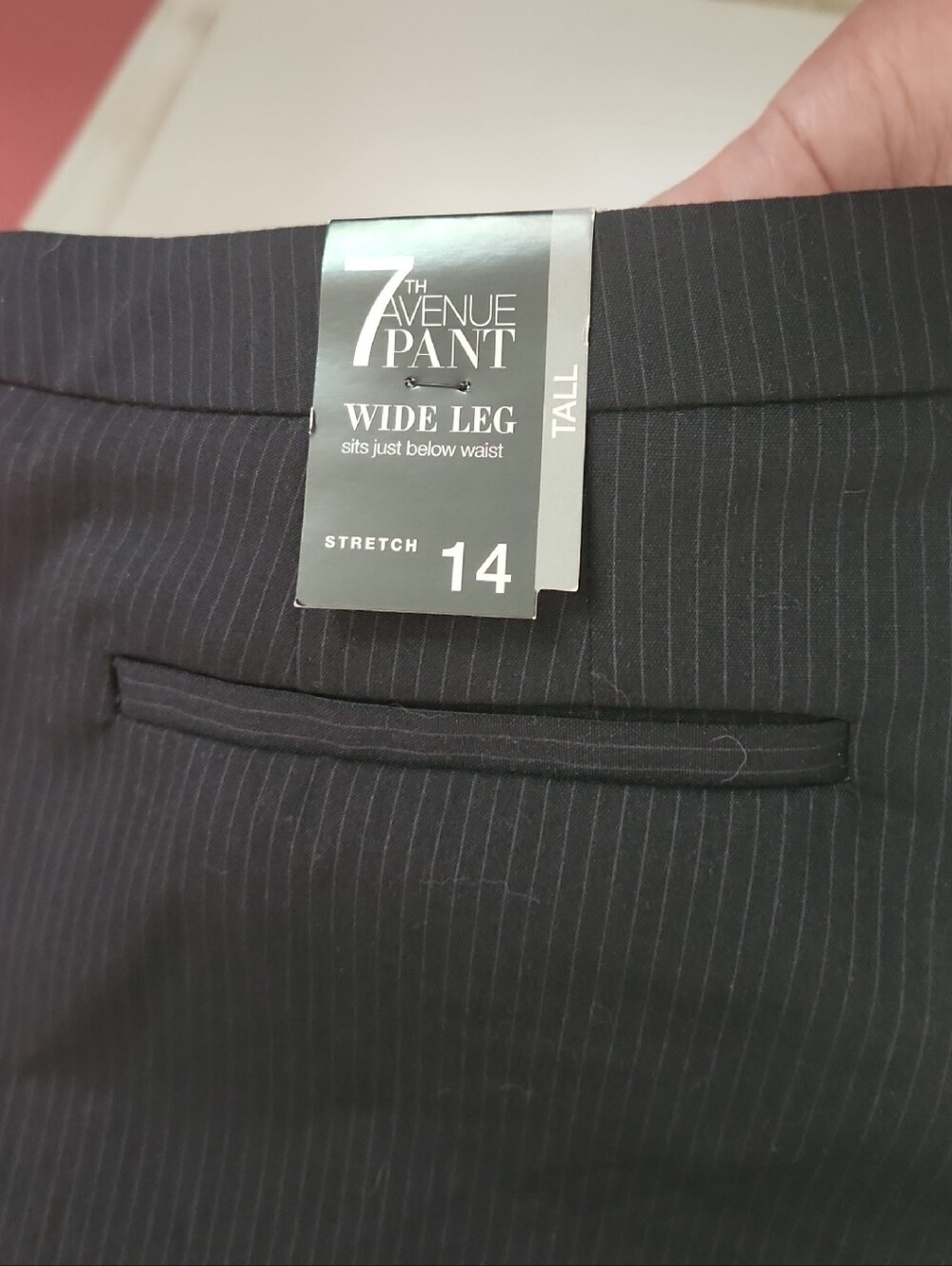 7th Avenue Wide Leg Pinstripe Pants - Black - Size 14